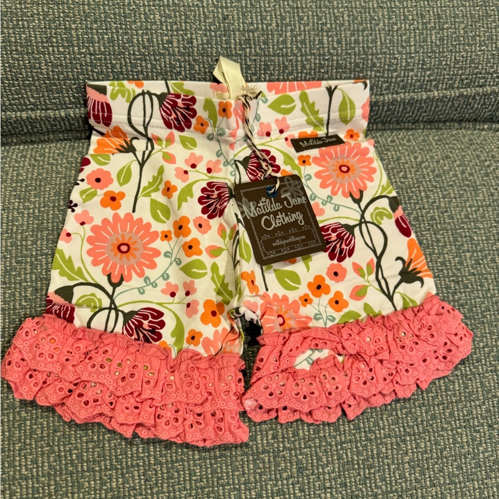 Matilda Jane Vibrant Floral Shorts with Pink Ruffle